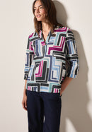 Multicolor Light Cotton Blouse - Light Alabaster White