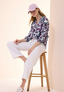 Printed Light Cotton Blouse - Vanilla White