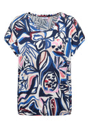 Multi Print Lace Shoulder T-Shirt - Universal Blue