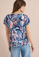 Multi Print Lace Shoulder T-Shirt - Universal Blue