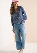 Print Lurex Blouse - Universal Blue