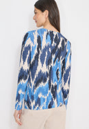 Cosy Melange Print V-Neck Blouse - Universal Blue Melange