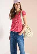 Minimal V-Neck Shirt - Glazed Apple Red