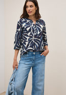 Printed Light Cotton Blouse - Urban Dark Blue