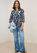 Printed Light Cotton Blouse - Urban Dark Blue