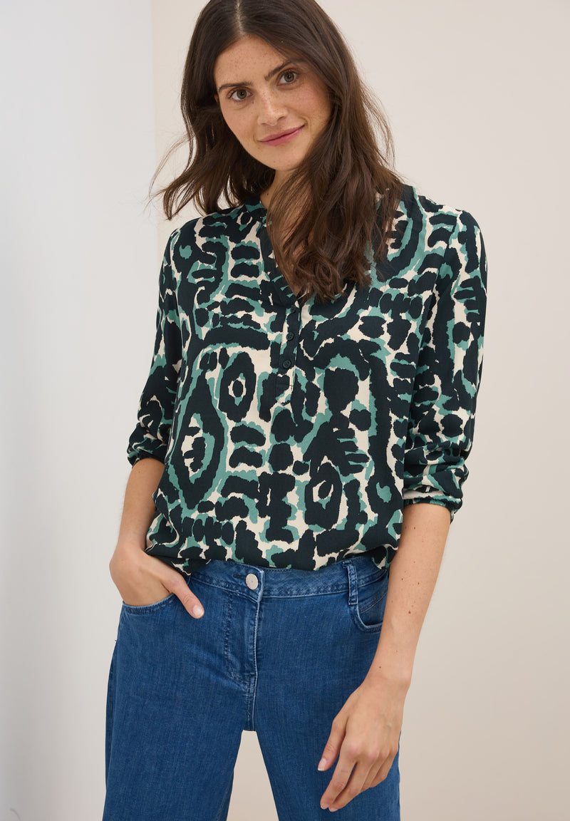 All Over Print Blouse - Ink Green