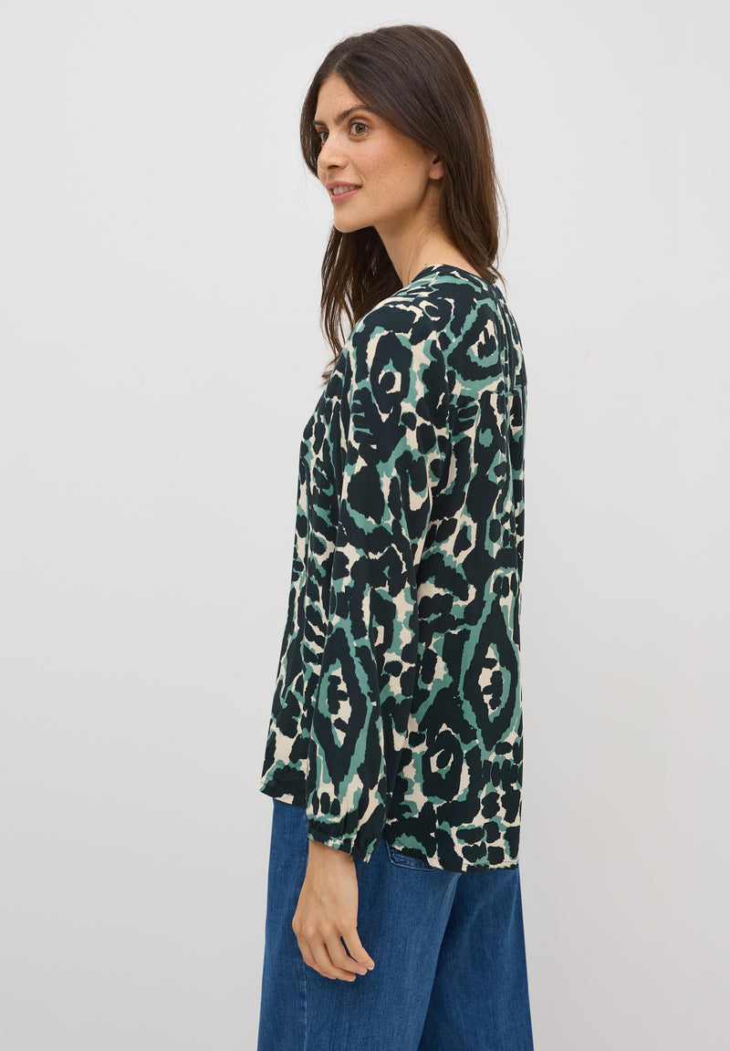 All Over Print Blouse - Ink Green