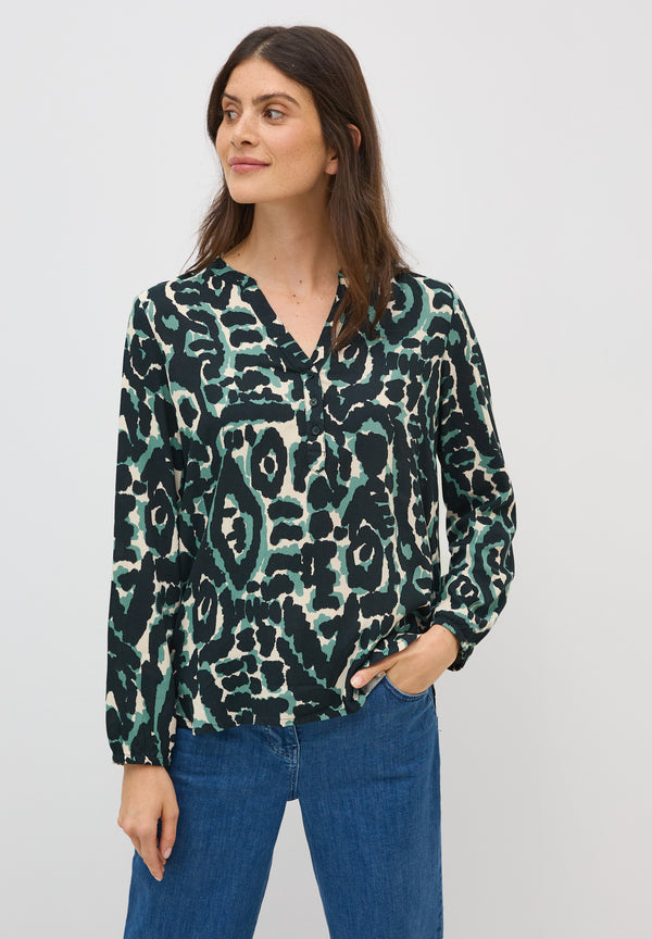 All Over Print Blouse - Ink Green
