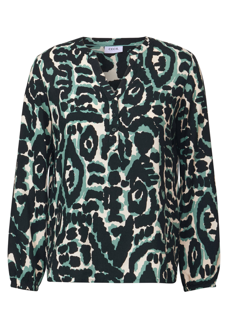 All Over Print Blouse - Ink Green