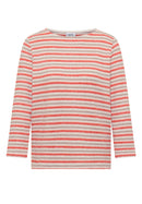 Multi Stripe Knit T-Shirt - Cherry Tomato Orange