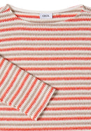 Multi Stripe Knit T-Shirt - Cherry Tomato Orange