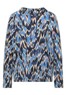 Tos Multi Print Funnel Neck Blouse - Cloud Blue