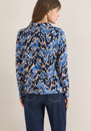 Tos Multi Print Funnel Neck Blouse - Cloud Blue