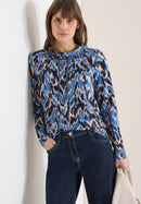 Tos Multi Print Funnel Neck Blouse - Cloud Blue