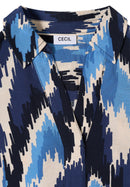 Print Splitneck Blouse - Cloud Blue