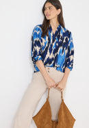Print Splitneck Blouse - Cloud Blue