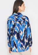 Print Splitneck Blouse - Cloud Blue