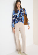 Print Splitneck Blouse - Cloud Blue