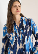 Print Splitneck Blouse - Cloud Blue