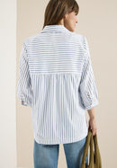 Seersucker Stripe Blouse - Sporty Denim Blue