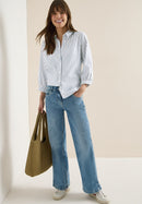 Seersucker Stripe Blouse - Sporty Denim Blue