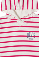 Striped Hoody With Chest Print - Beetroot Pink