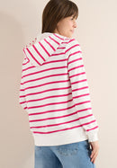 Striped Hoody With Chest Print - Beetroot Pink
