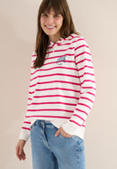 Striped Hoody With Chest Print - Beetroot Pink