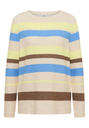Striped Boatneck Jumper - Urban Taupe Melange