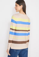 Striped Boatneck Jumper - Urban Taupe Melange