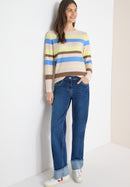 Striped Boatneck Jumper - Urban Taupe Melange