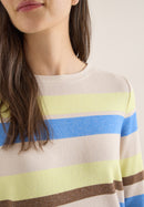 Striped Boatneck Jumper - Urban Taupe Melange