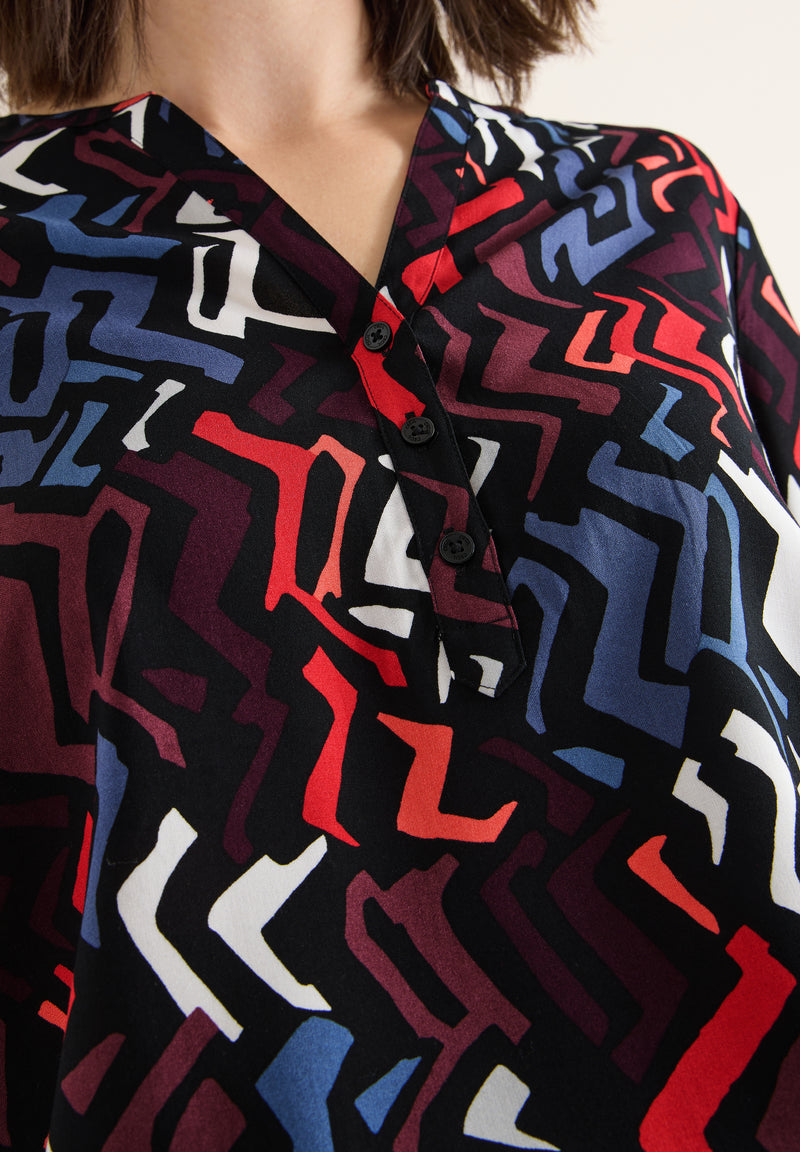 Multicolor Print Blouse - Black Multi