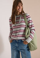 Cosy striped Hoody - Light Grey Melange
