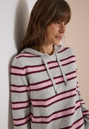 Cosy striped Hoody - Light Grey Melange