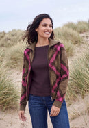 Cosy Featheryarn Check Cardigan - Pink Flash