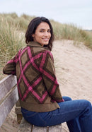 Cosy Featheryarn Check Cardigan - Pink Flash