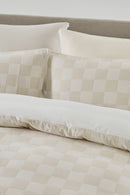 Chilled Checkerboard Duvet Cover Set - Cream