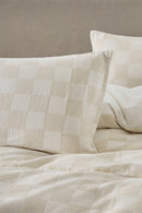 Chilled Checkerboard Duvet Cover Set - Cream