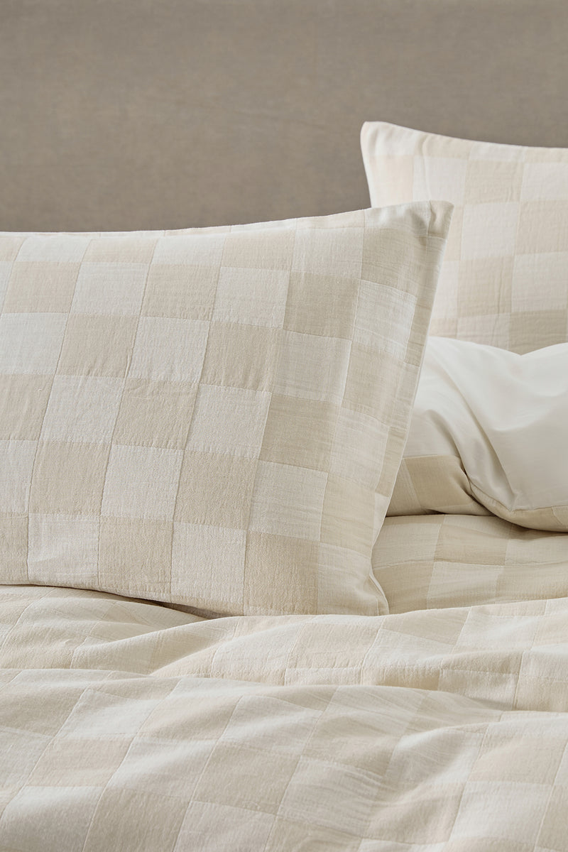 Chilled Checkerboard Duvet Cover Set - Cream