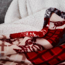 Patchwork Sherpa Fleece Throw - Red 130 x 170