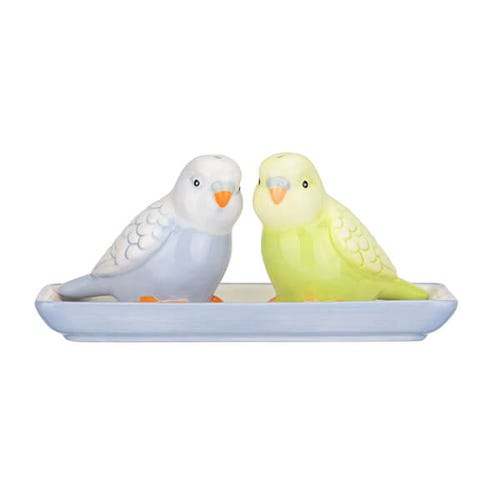 Painted Table Ceramic Budgie Salt & Pepper Shaker Set