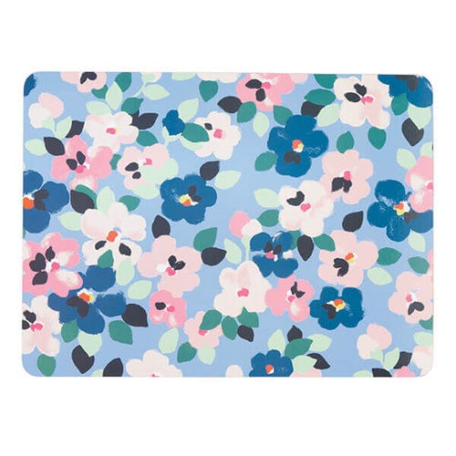 Painted Pansies Blue Set of 4 Placemats