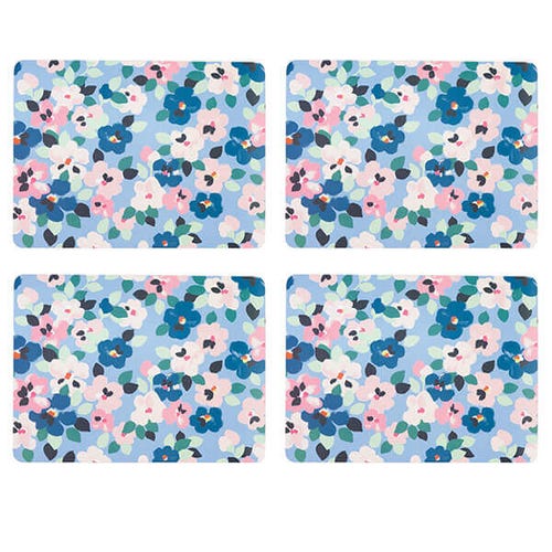 Painted Pansies Blue Set of 4 Placemats