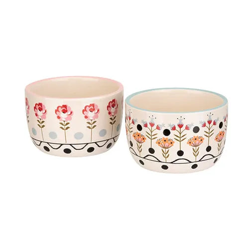 Painted Table Ceramic Ramekins - Pair