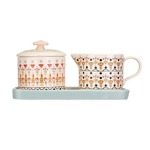 Painted Table Ceramic Sugar & Milk Jug Set