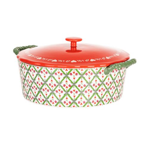 Christmas Shallow Lidded Casserole Dish