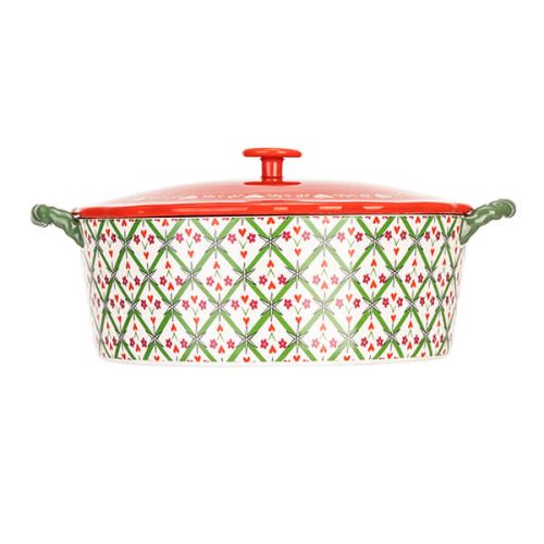 Christmas Shallow Lidded Casserole Dish