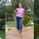 Claire Turn Up Wide Leg Jeans - Mid Wash