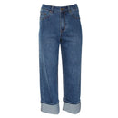 Claire Turn Up Wide Leg Jeans - Mid Wash